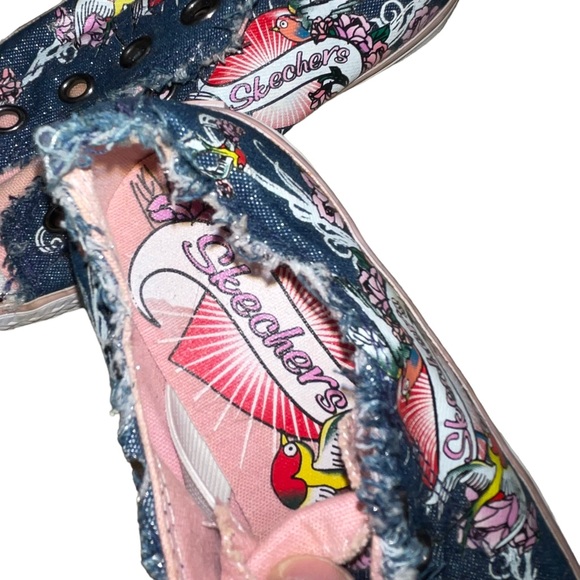 Skechers Girls Sneaker Size 12 Denim Stud Embellishment Missing Laces - Picture 6 of 6